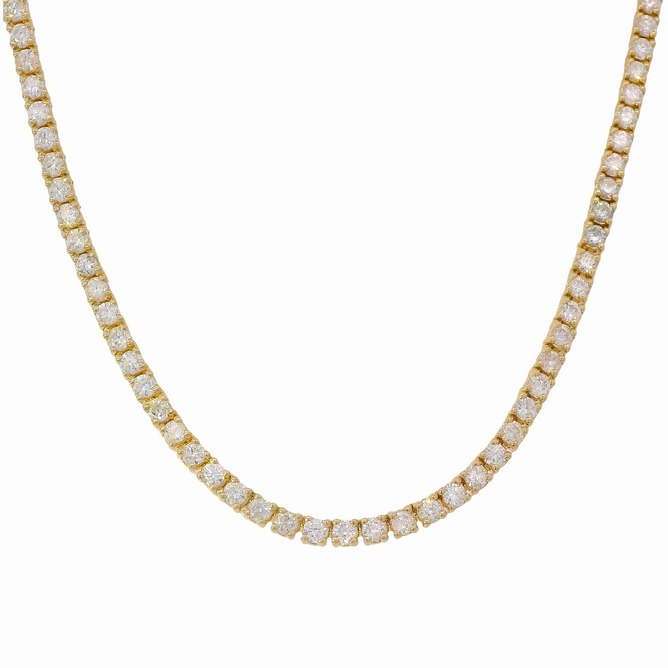 12.10ctw Four-Prong Diamond Tennis Necklace