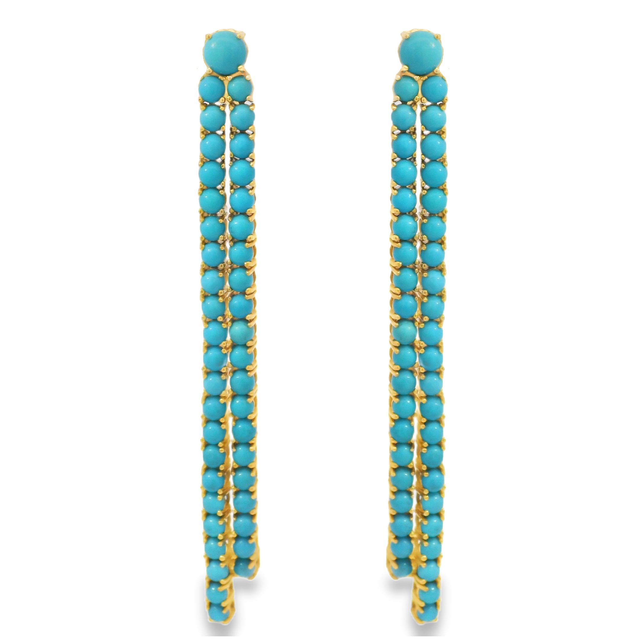Cabochon Round Turquoise Chandelier Earrings