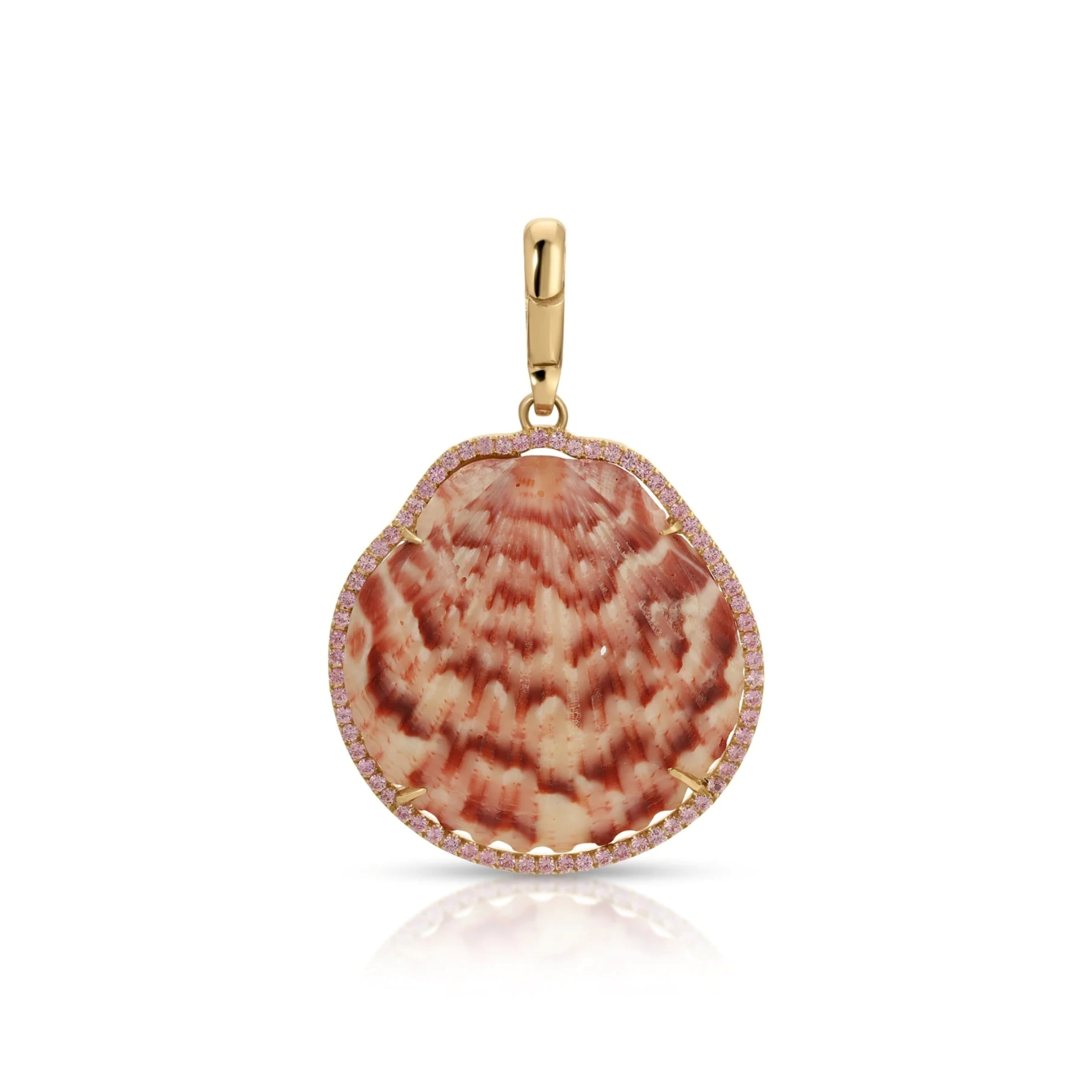 Natural Shell in Pink Sapphire Frame Charm