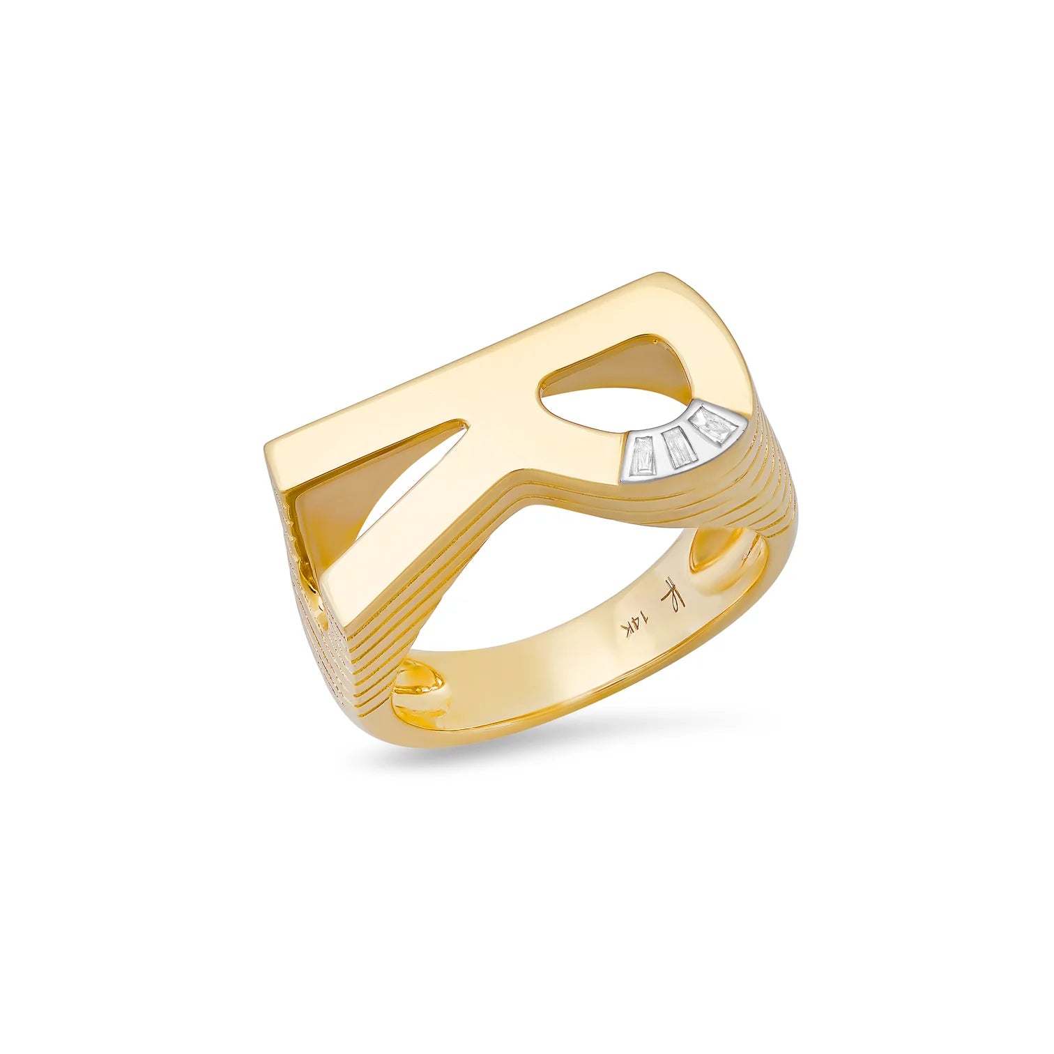Grandsize Baguette Initial Ring
