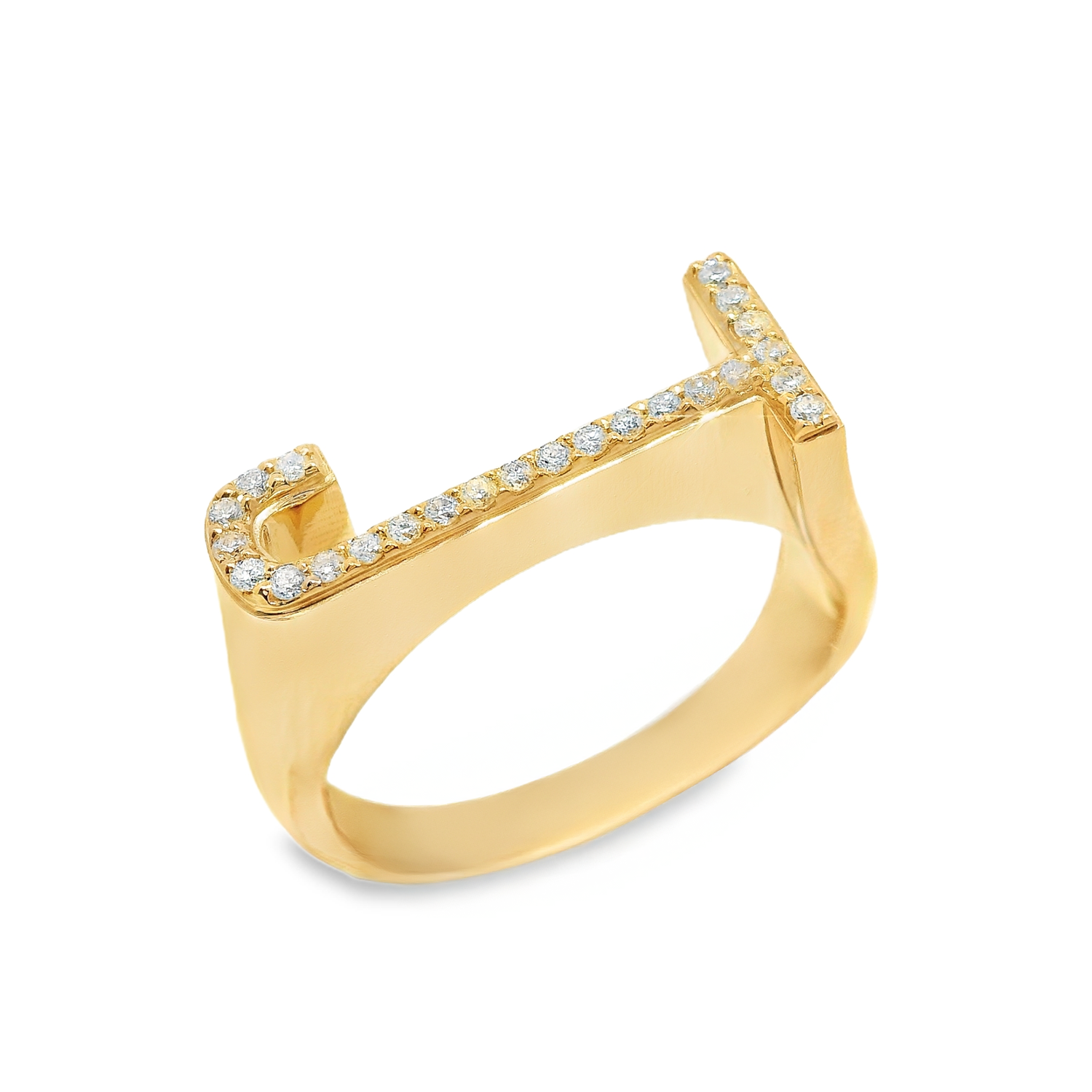 Diamond Initial "J" Ring