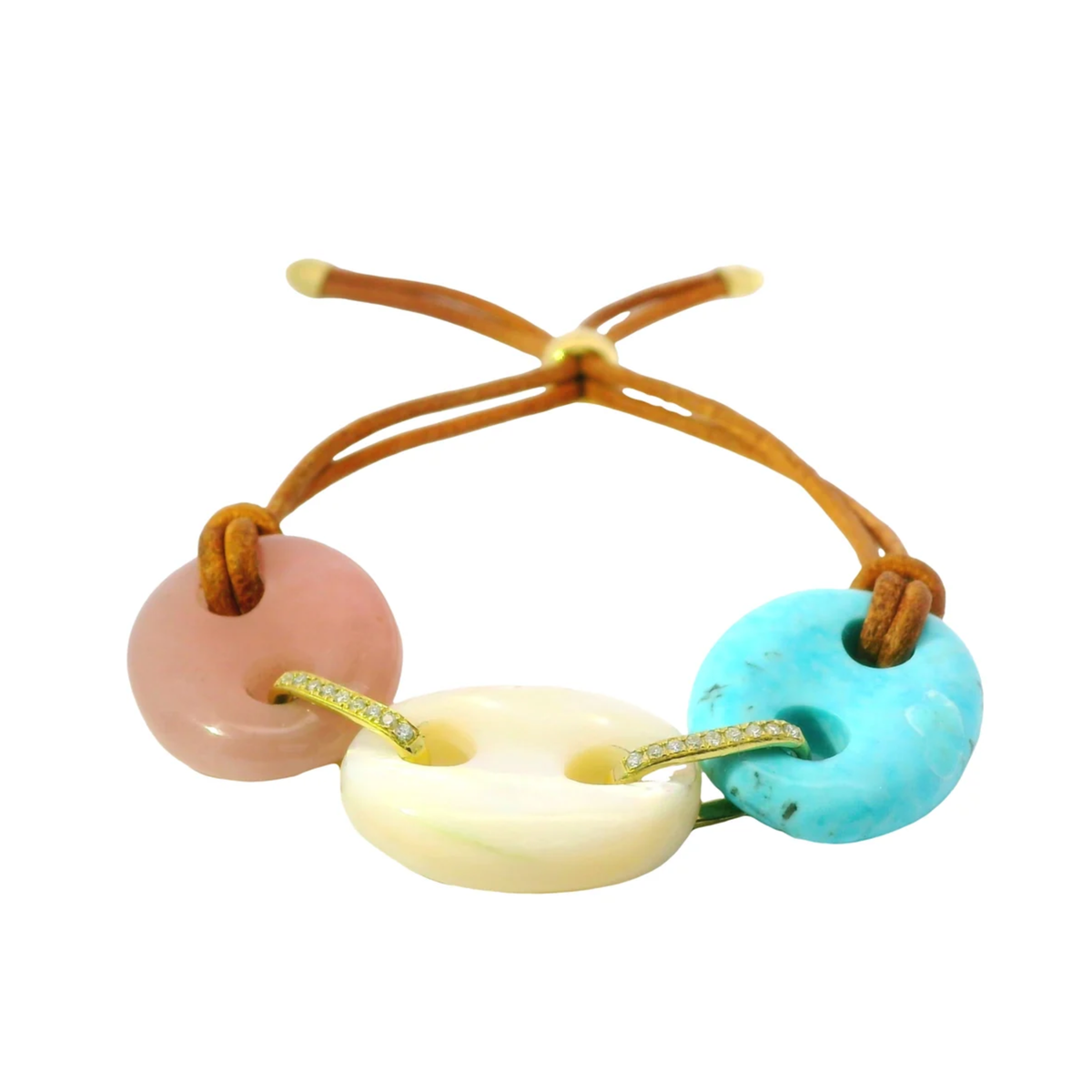 Three Stone Mariner Bracelet on Leather