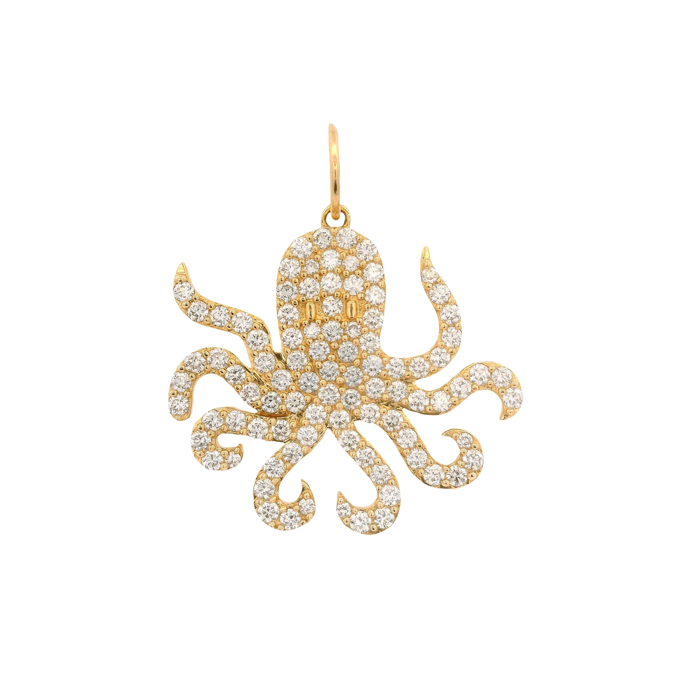 Pavé Round Diamond Octopus Pendant
