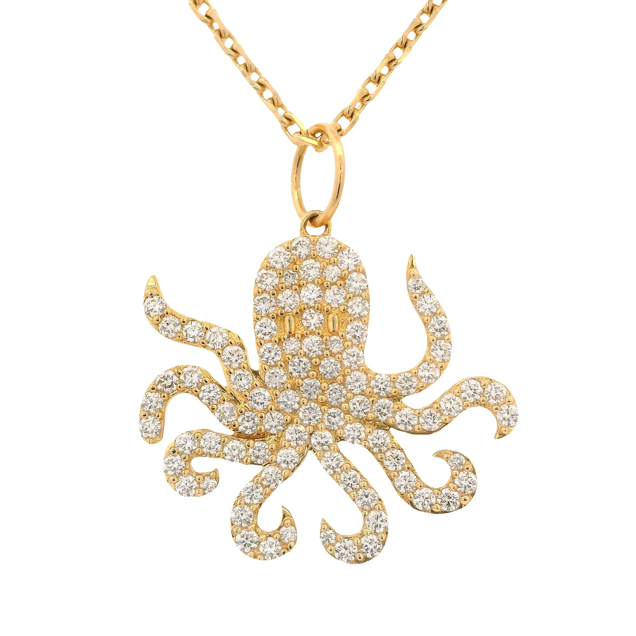 Pavé Round Diamond Octopus Pendant
