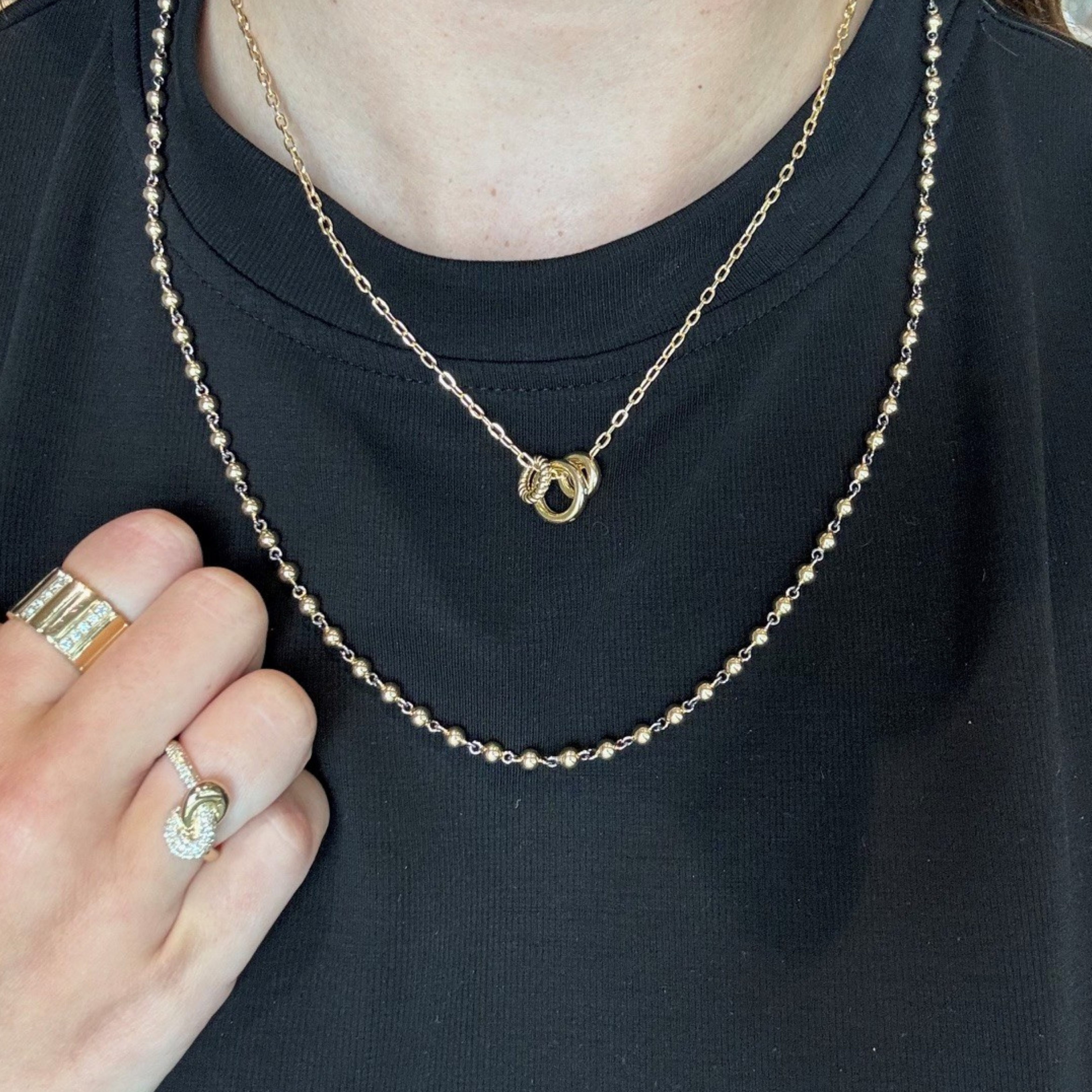 4mm Bead Chain Necklace with Rhodium Detailing