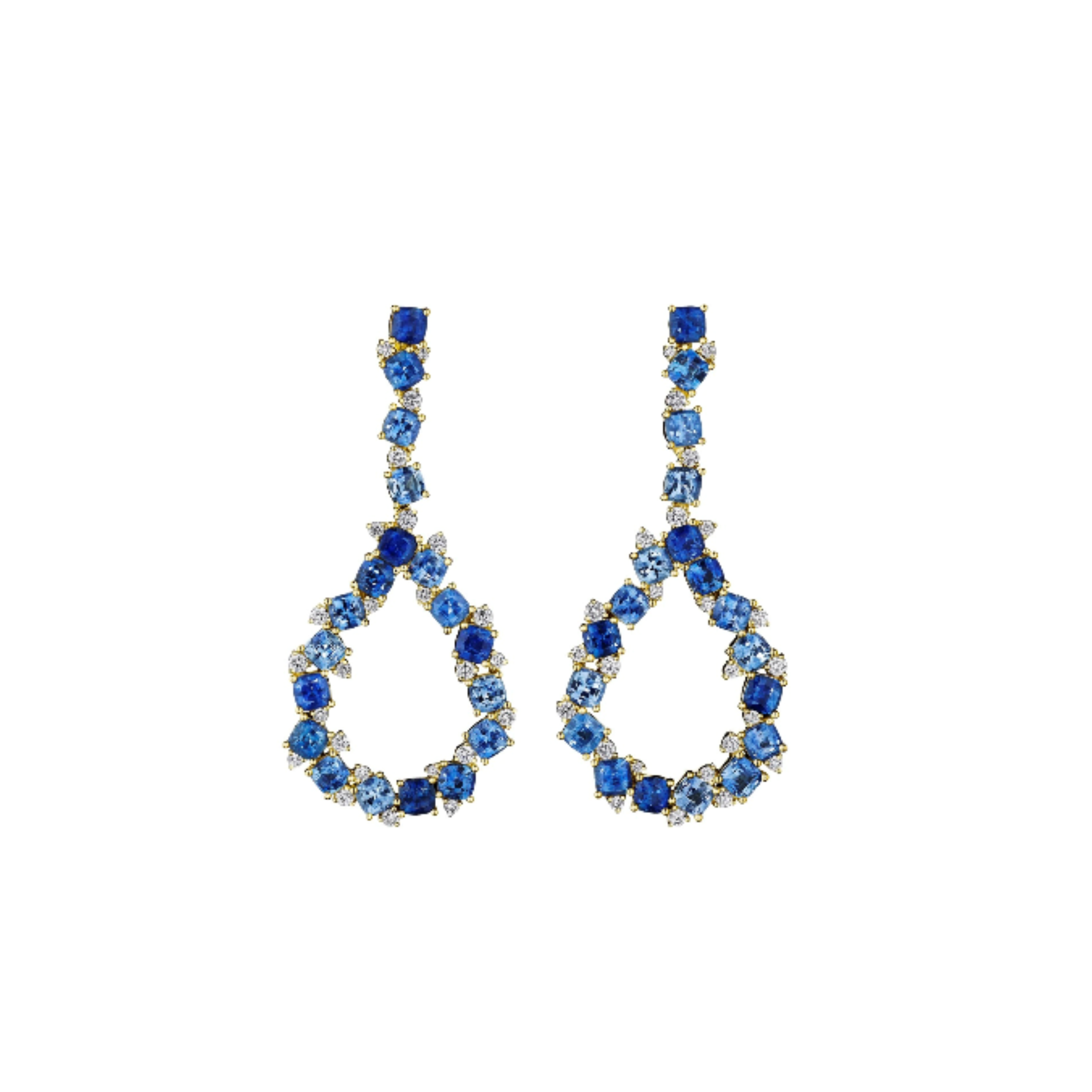 Ombré Sapphire & Diamond Confetti Drop Earrings