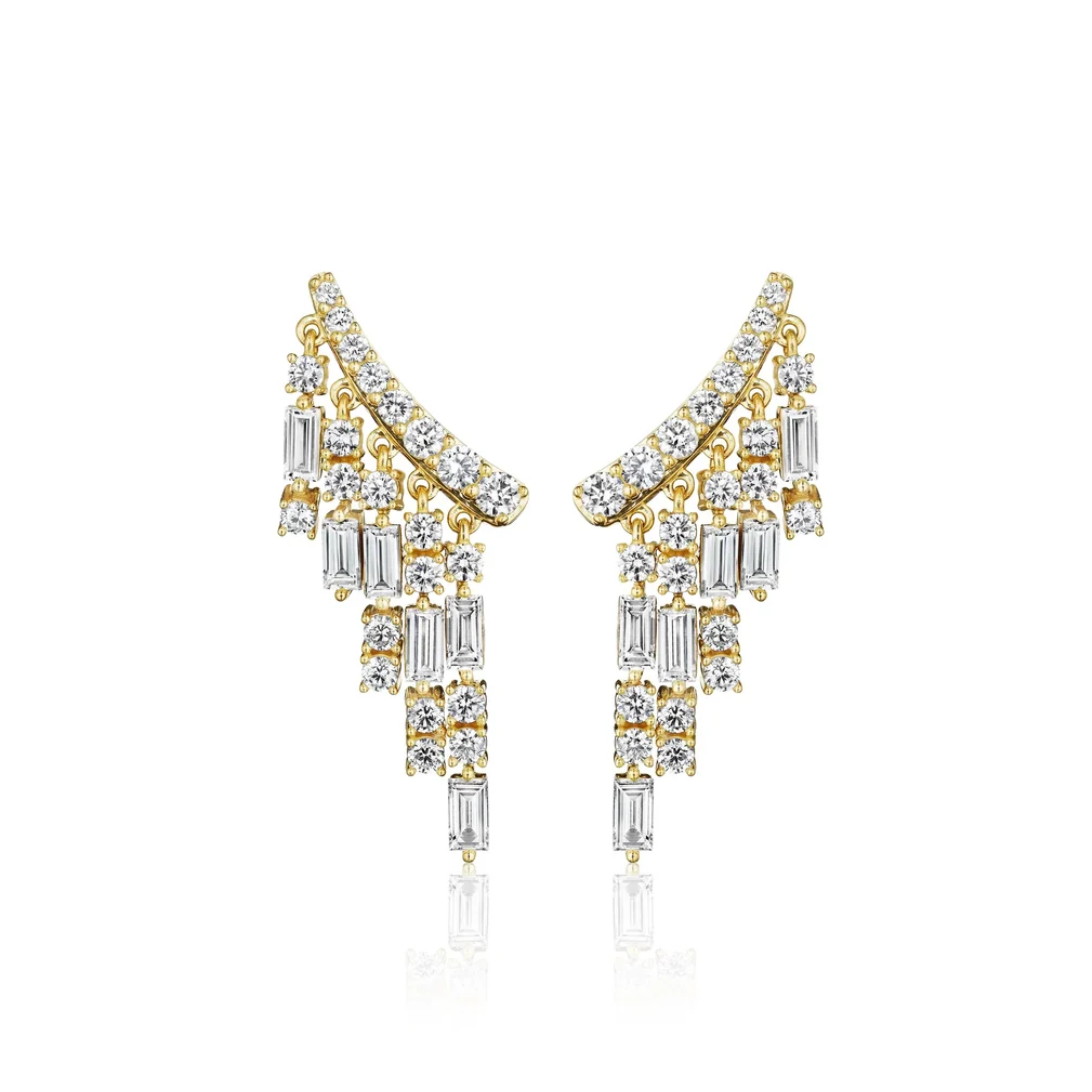 Diamond Cascade Ear Climber Earrings