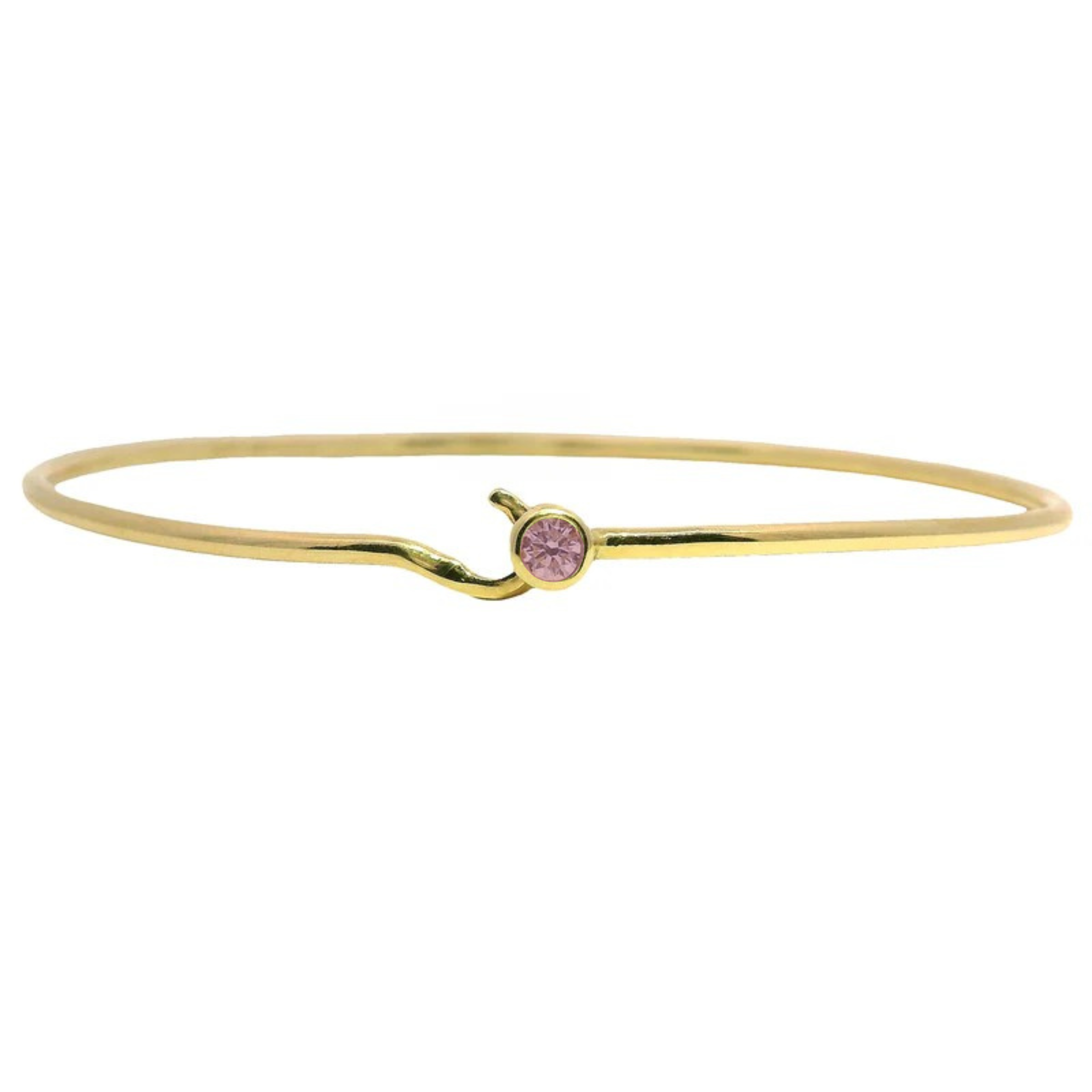 Bezeled Round Pink Sapphire Hook Latch Bangle
