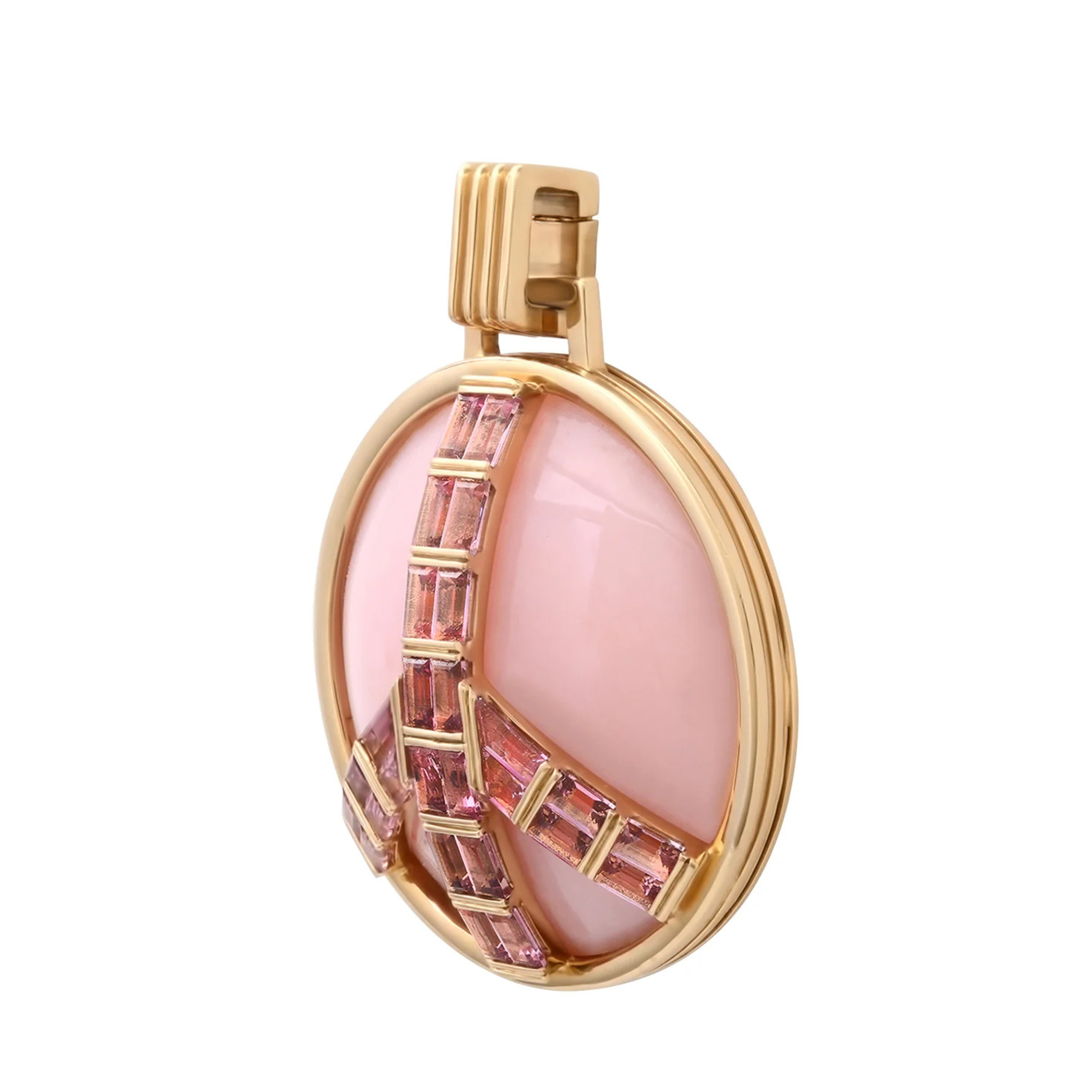 Grandsize Peace Necklace in Pink Opal and Pink Tourmaline