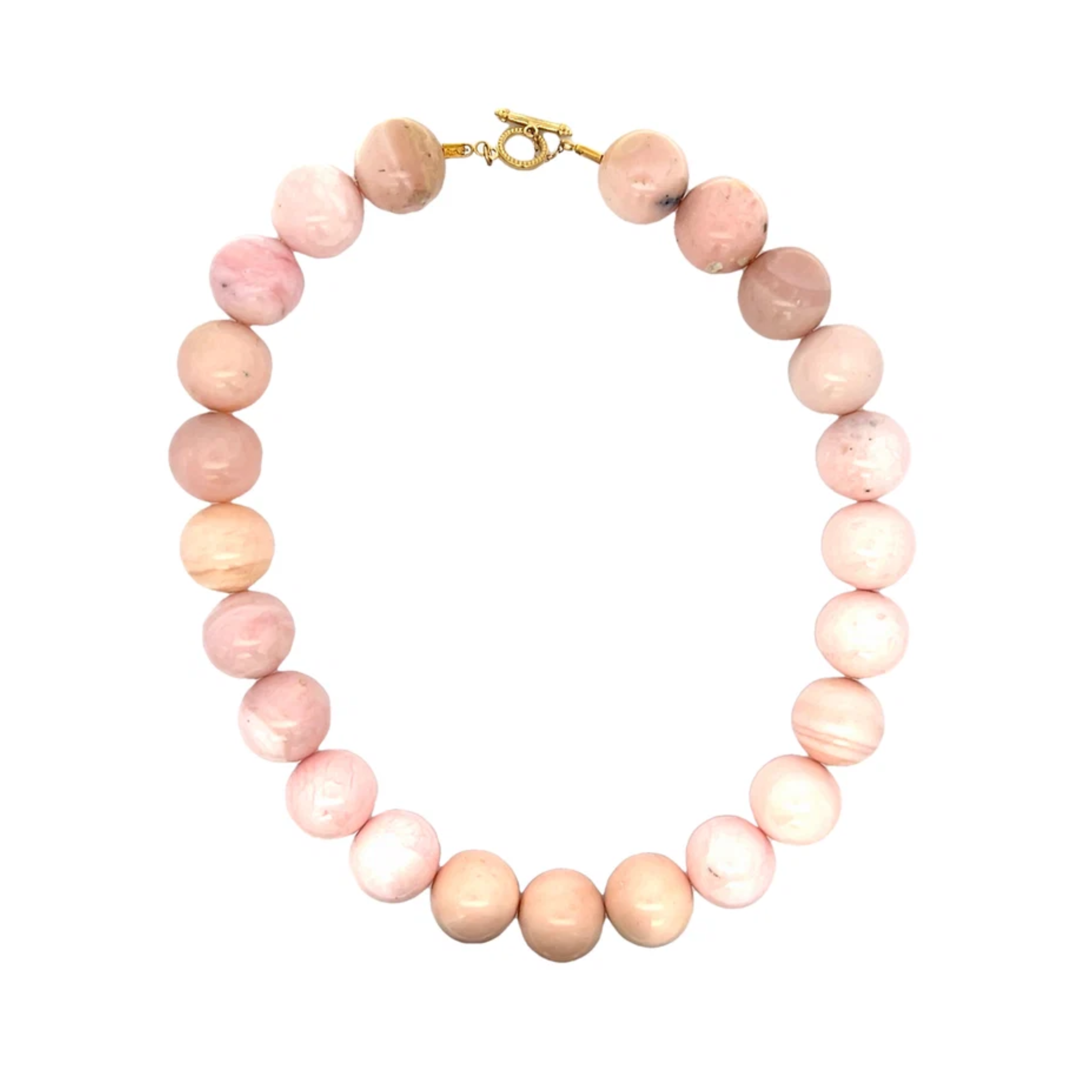Round Pink Opal Bead Necklace
