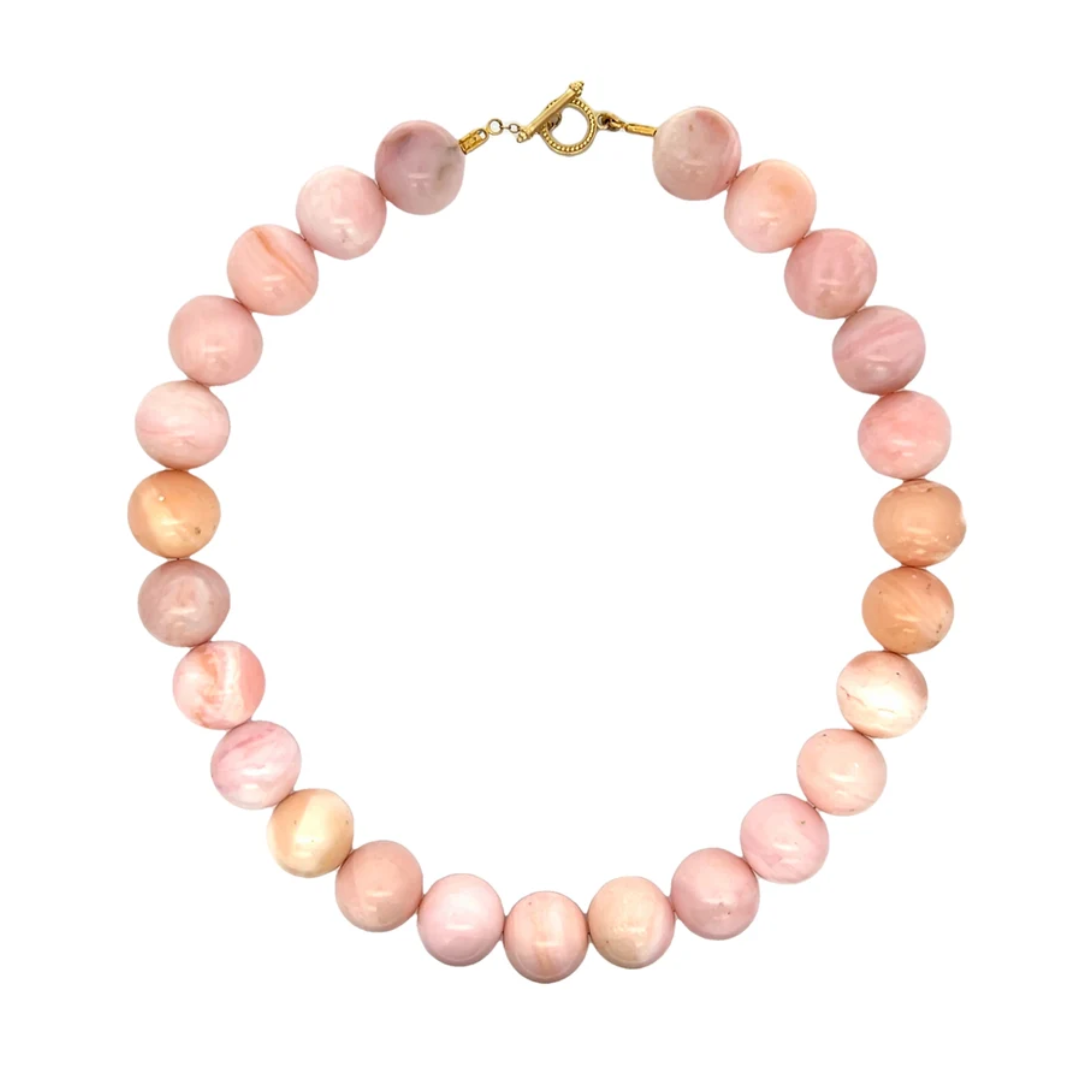 Round Pink Opal Bead Necklace