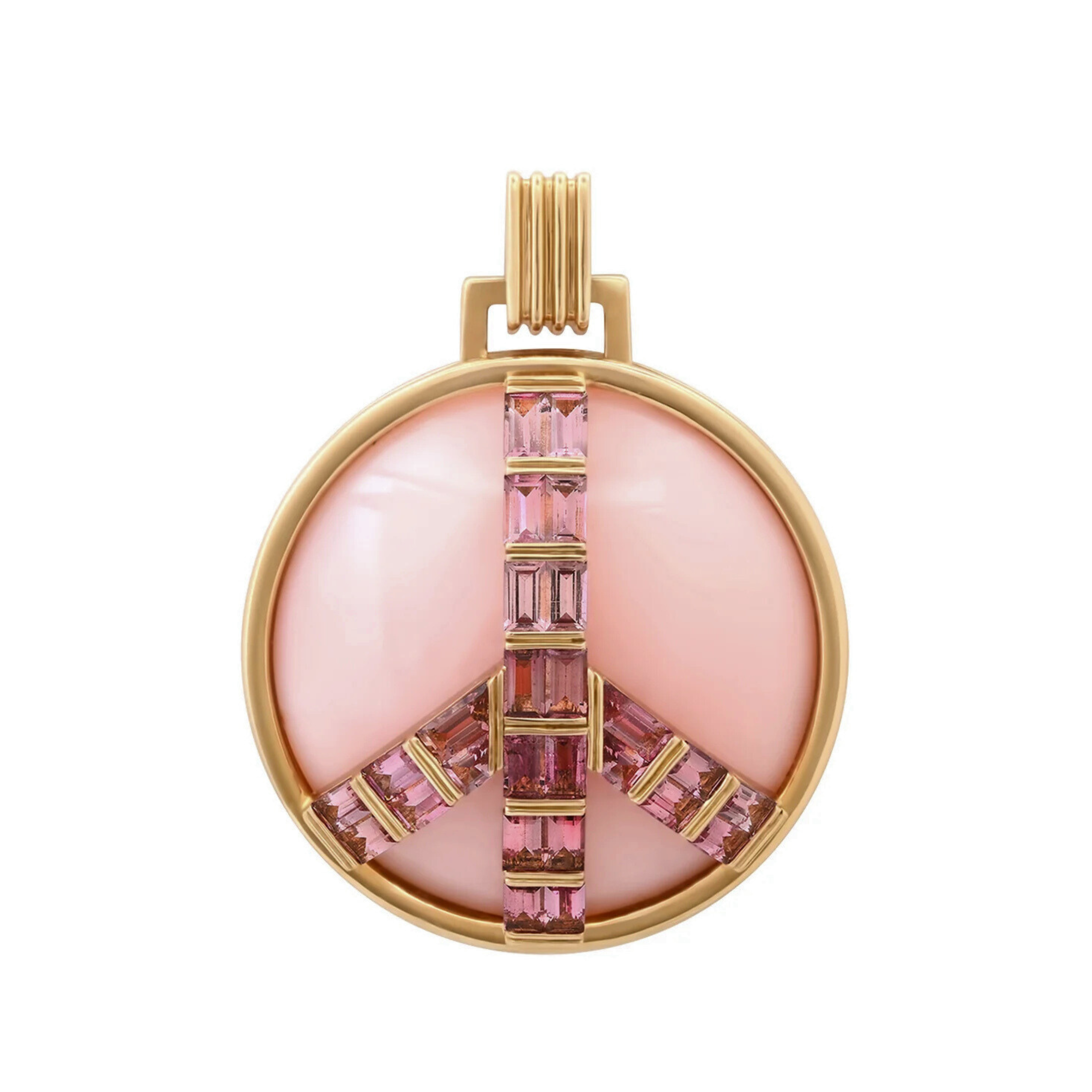 Grandsize Peace Necklace in Pink Opal and Pink Tourmaline