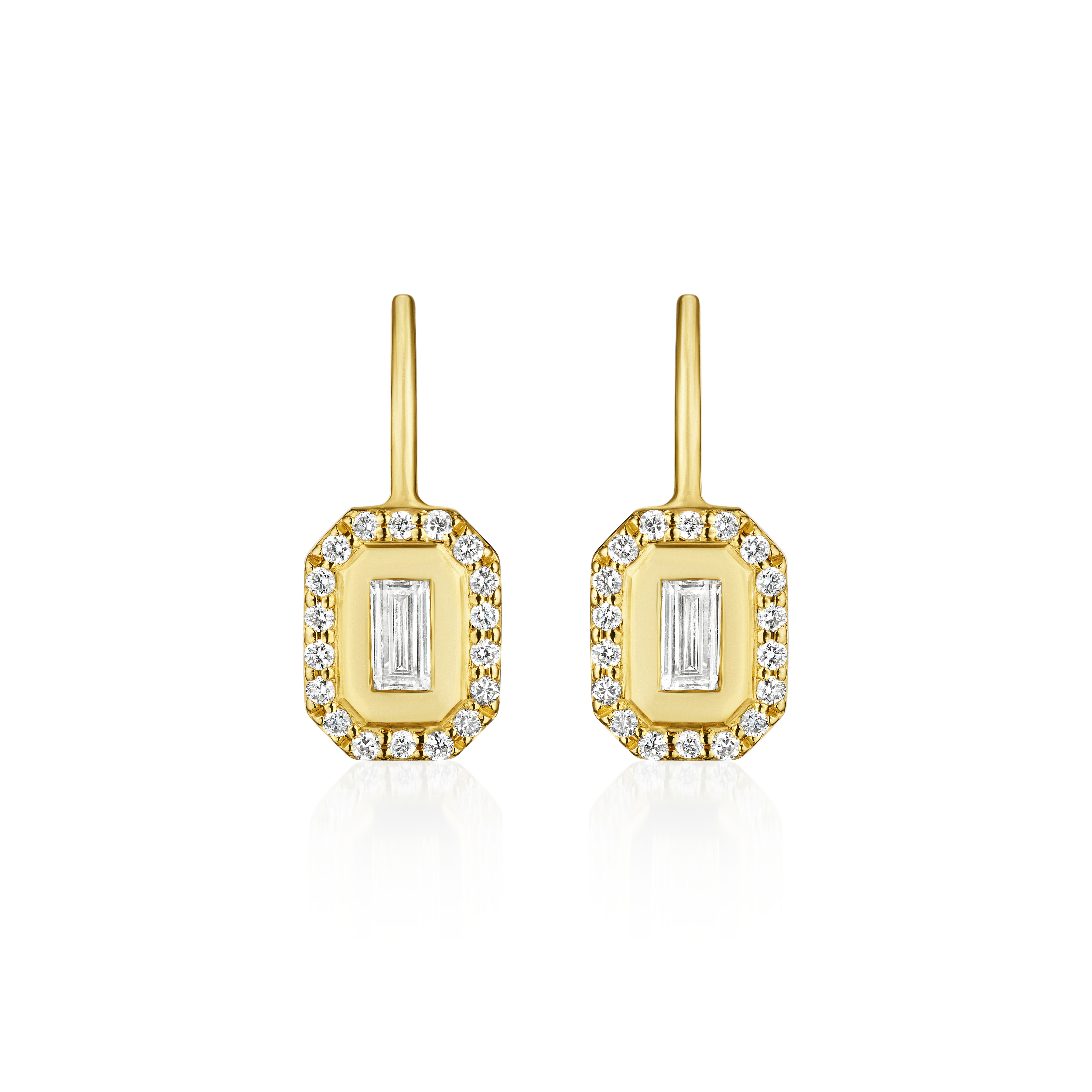 Diamond Deco Drop Earrings in Yellow Gold