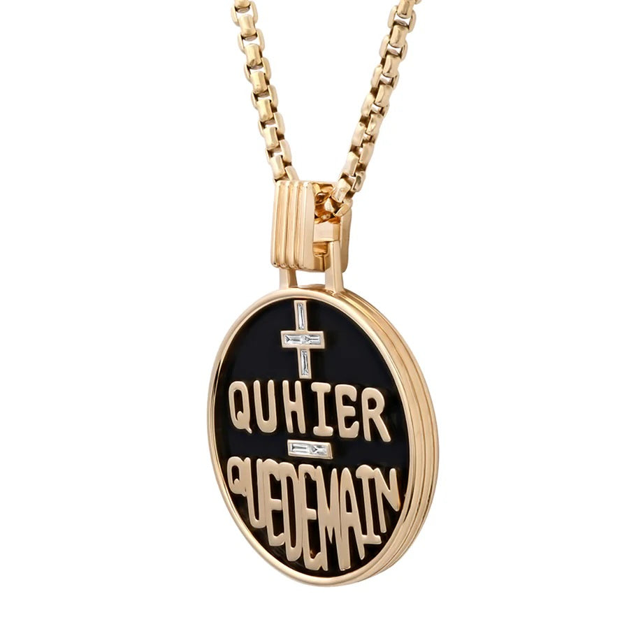 Grandsize +Qu'hier -Que Demain Pendant in Onyx