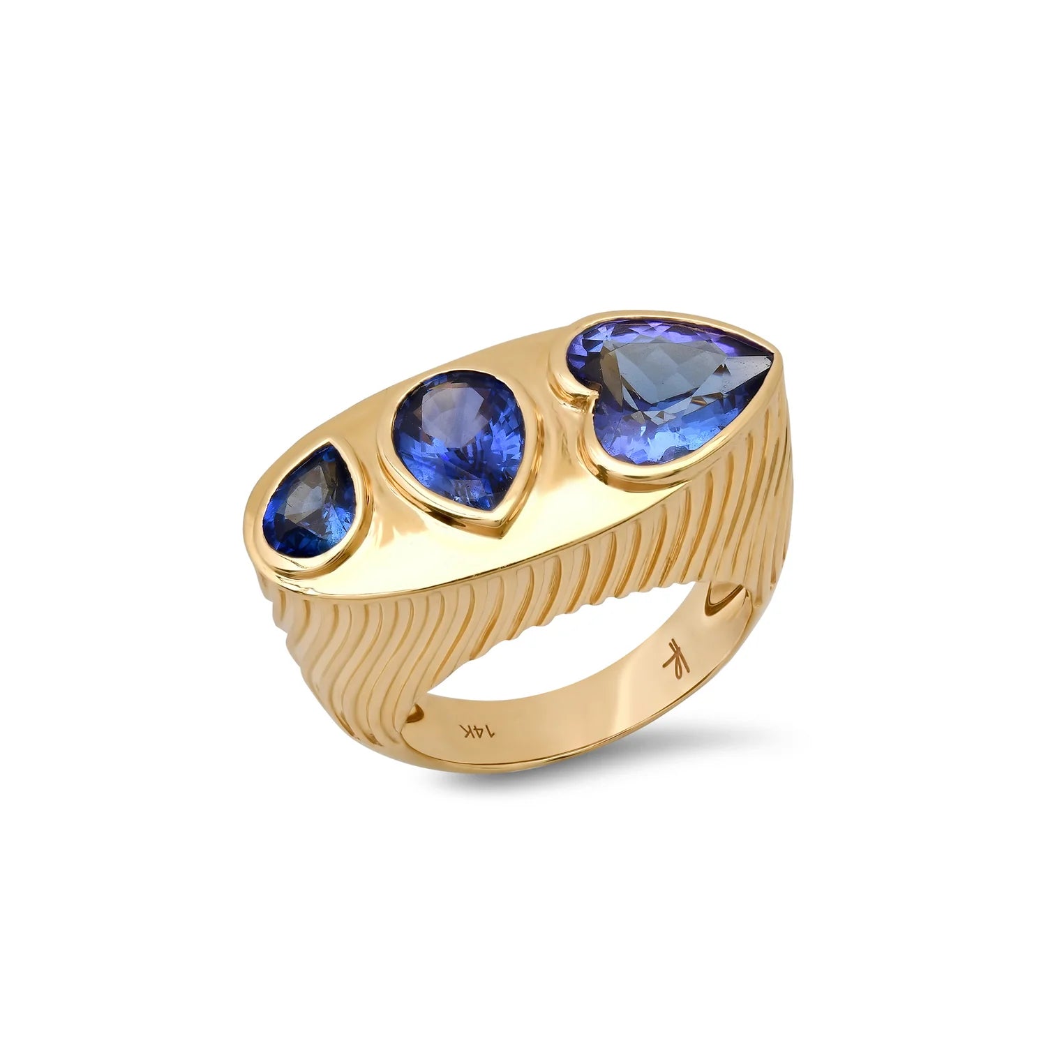 Ripple Ring in Tanzanite and Blue Sapphire