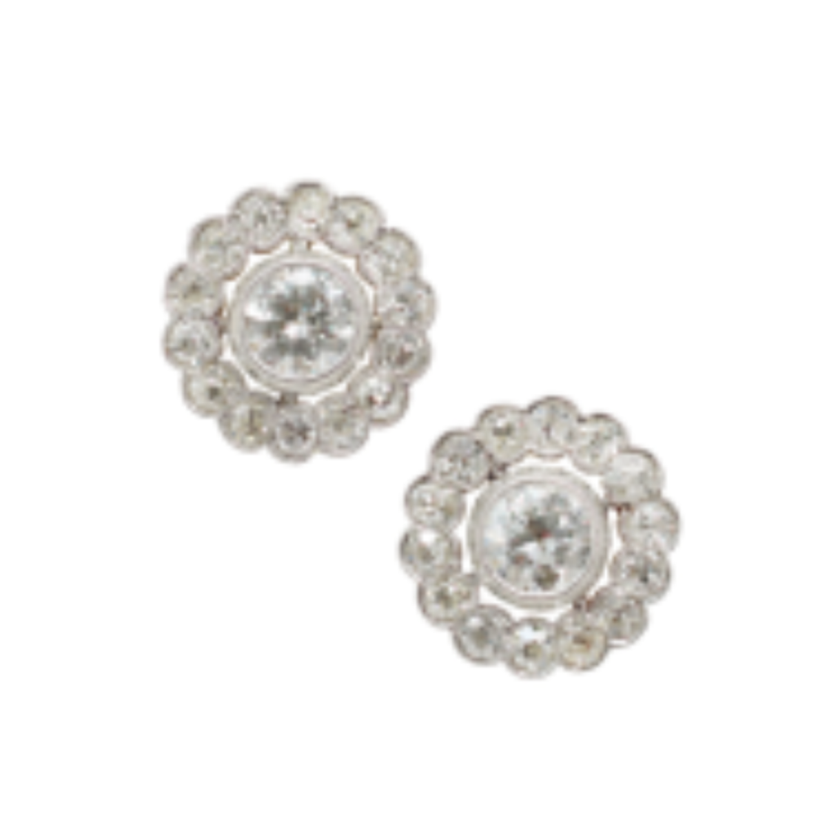 Vintage Old Mine Cut Diamond Rosette Earrings
