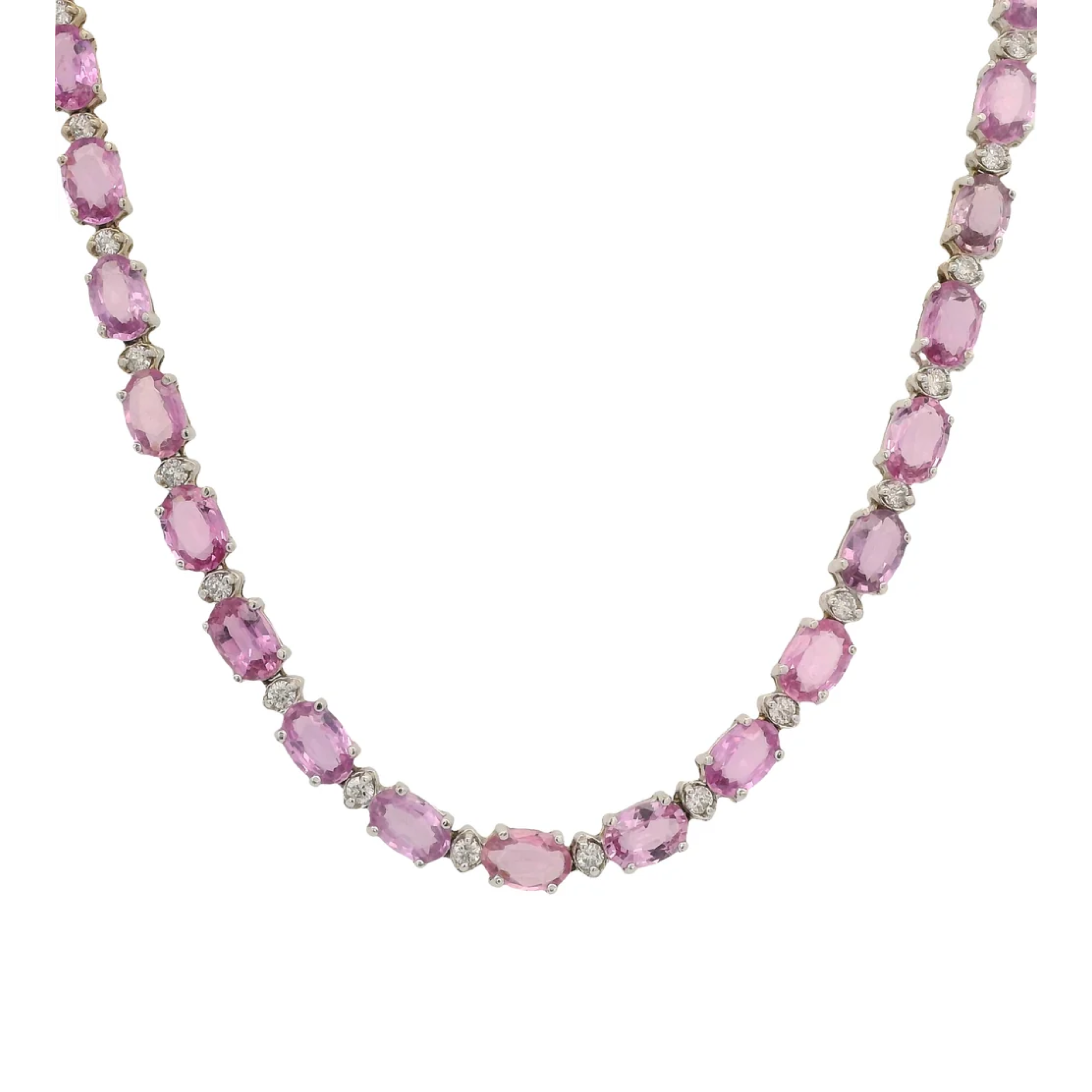 Vintage Pink Sapphire and Diamond Necklace