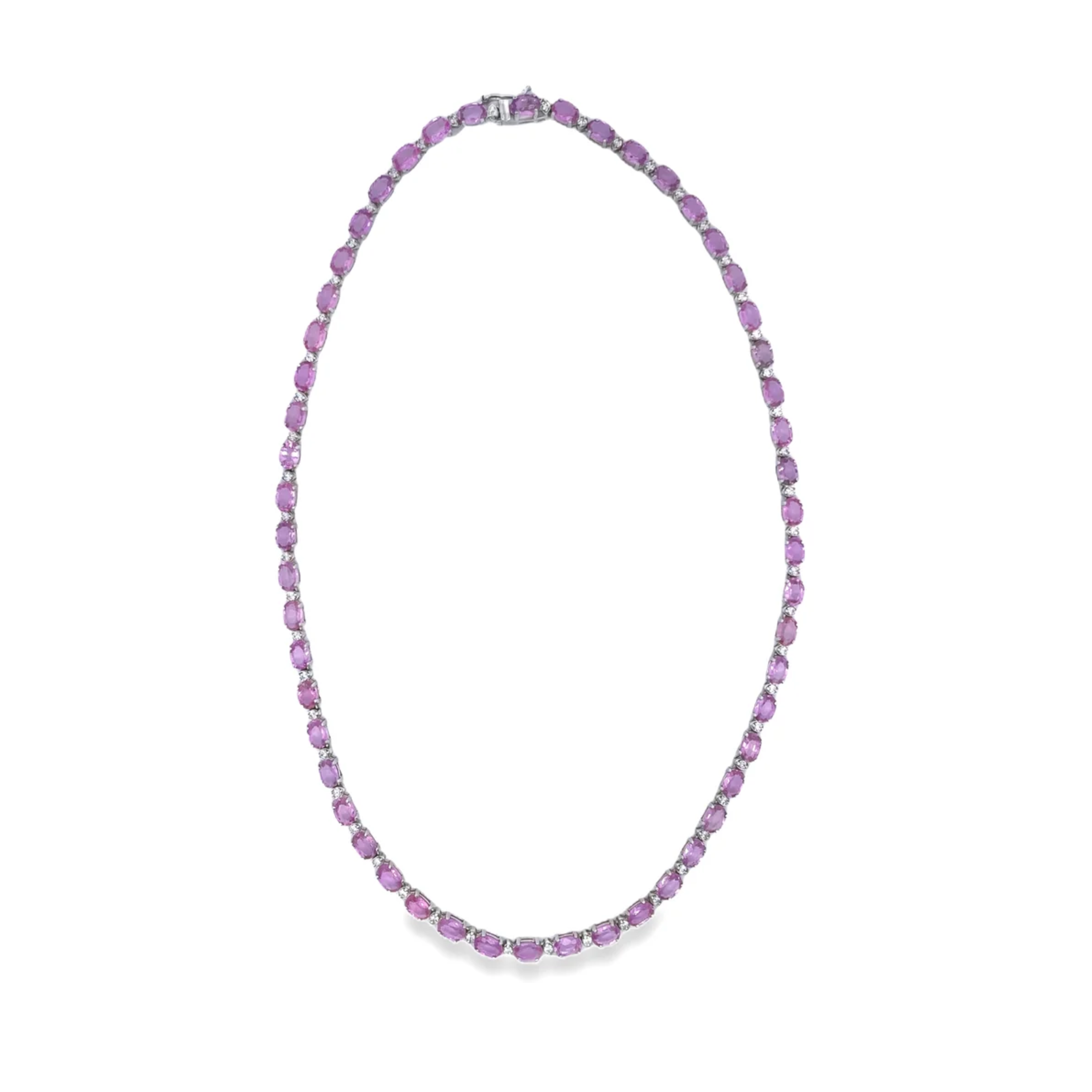 Vintage Pink Sapphire and Diamond Necklace