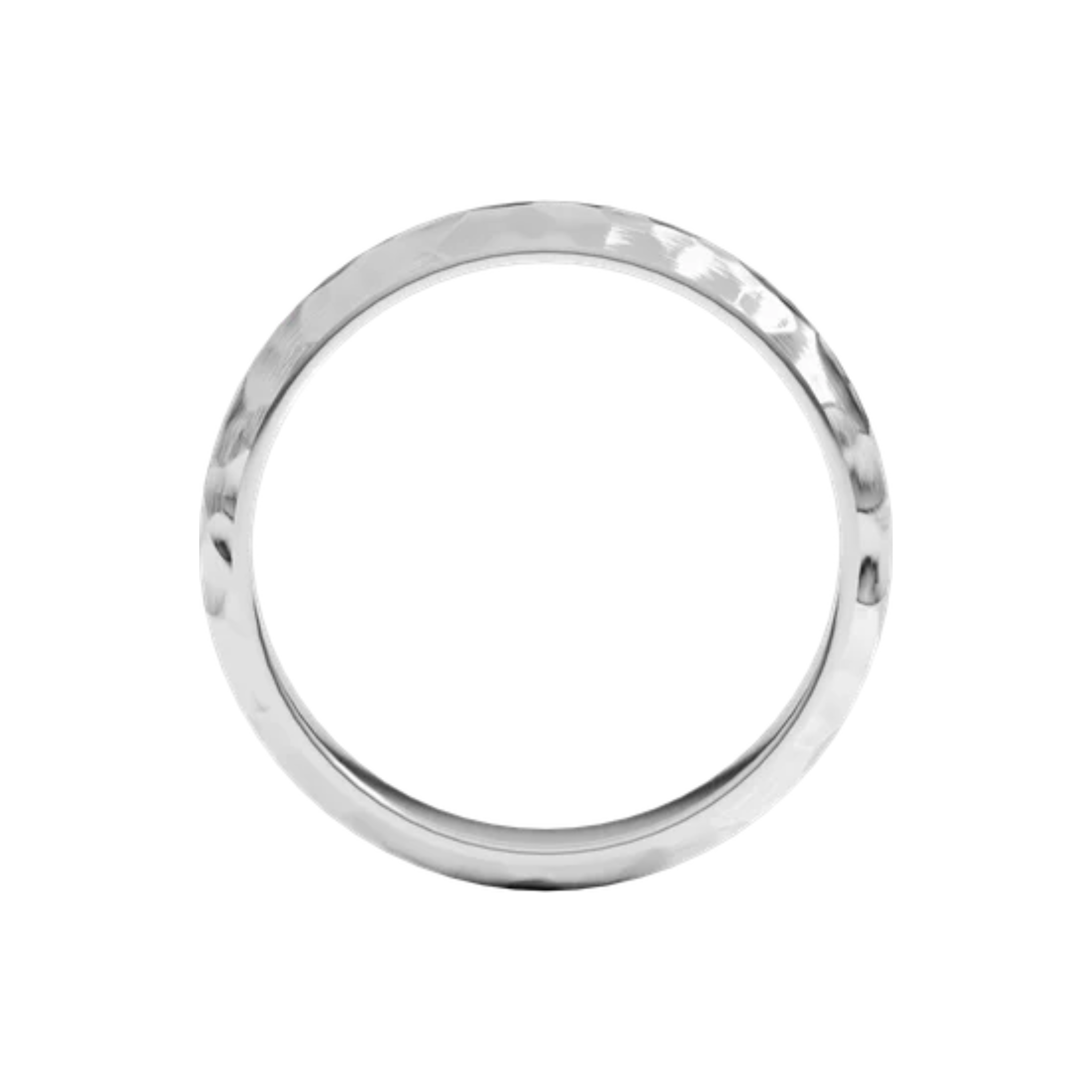 4mm Standard Fit Standard Weight Half Round Band with Satin Hammer Finish