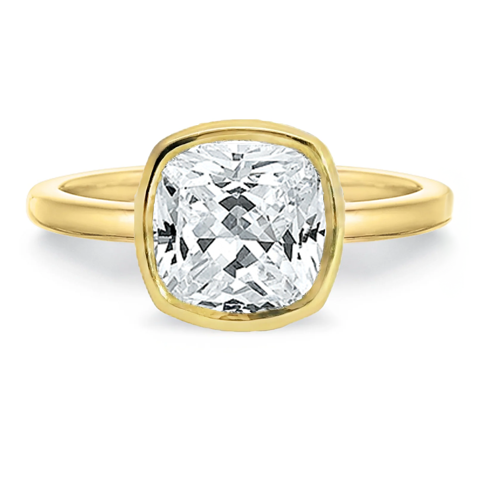 Modern Classic Bezeled Cushion-Cut Solitaire Mounting