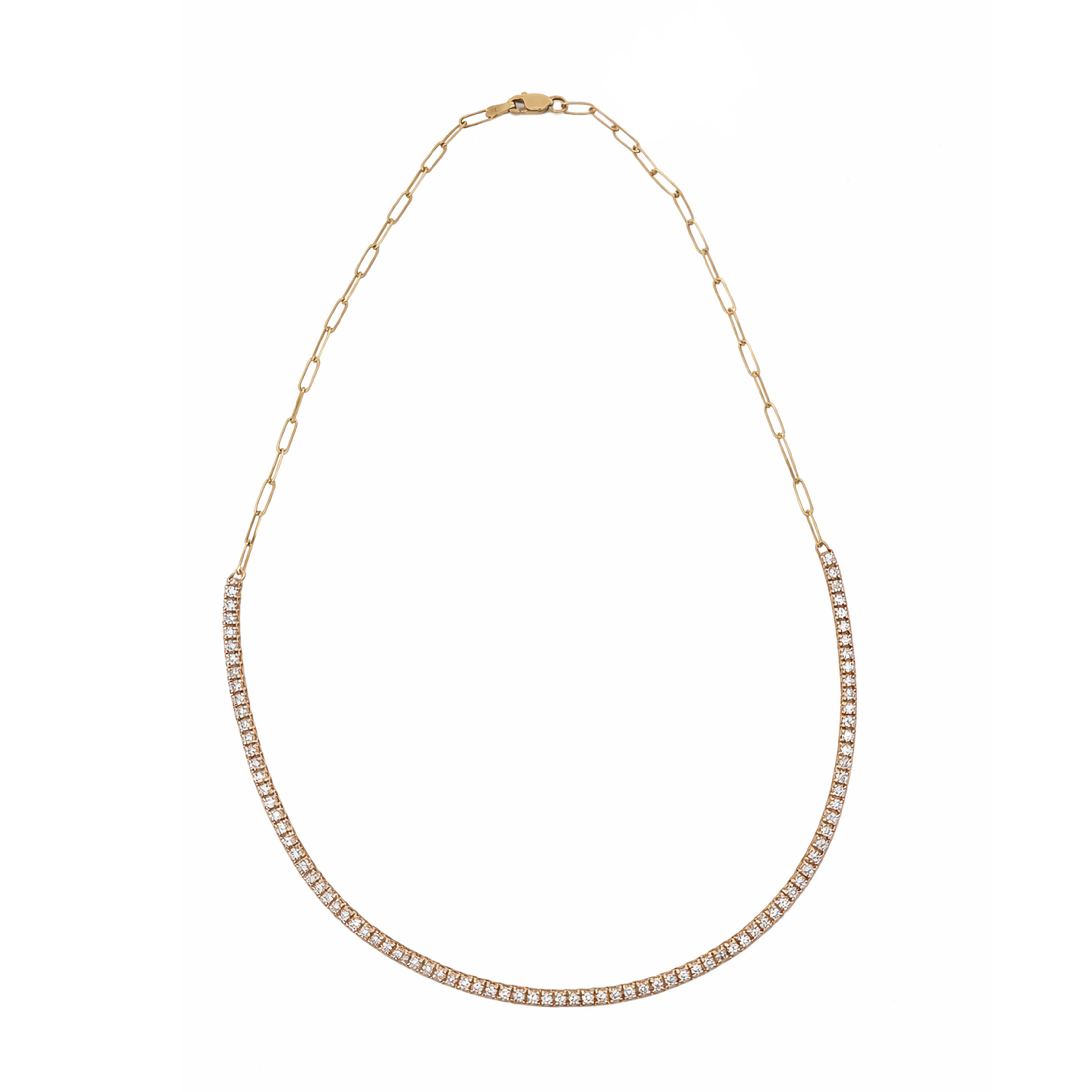 3.50ctw Halfway Round Diamond Necklace on Paperclip Chain