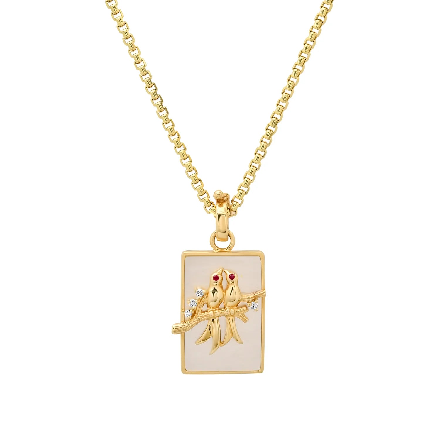 Small Mother of Pearl Lovebirds Pendant