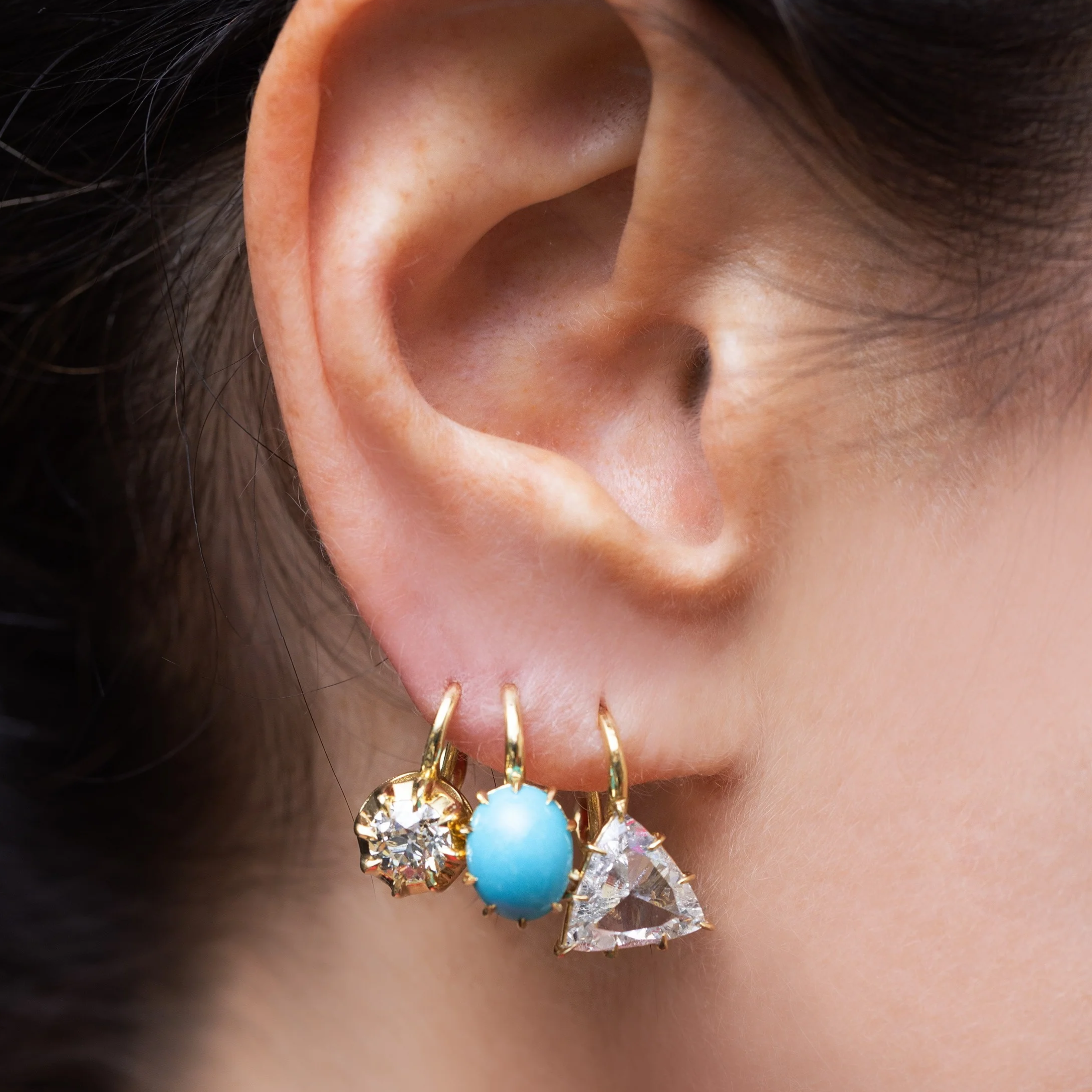 Victorian Oval Turquoise Drop Earrings
