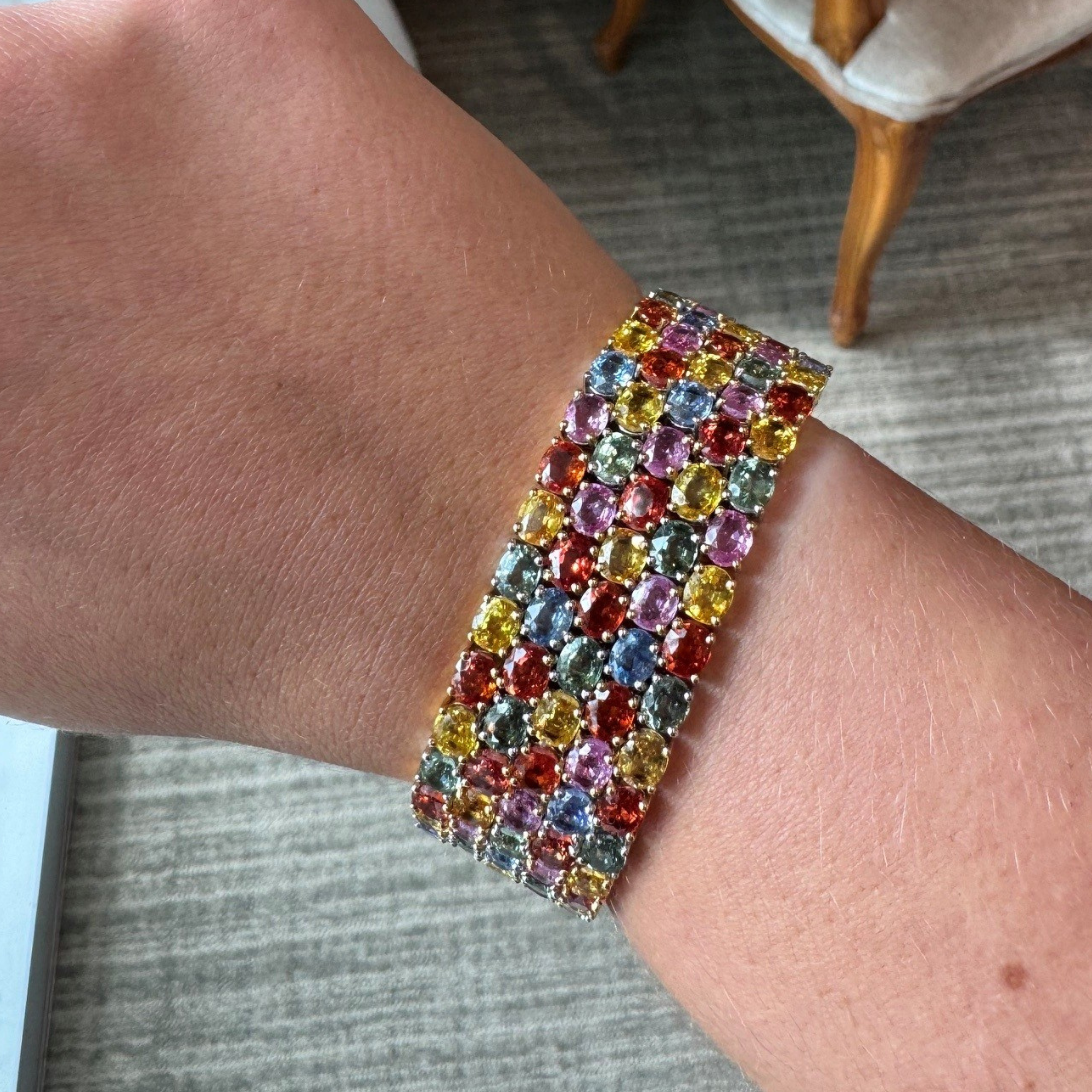Vintage Two-Tone Gold "Tutti Frutti" Sapphire Bracelet