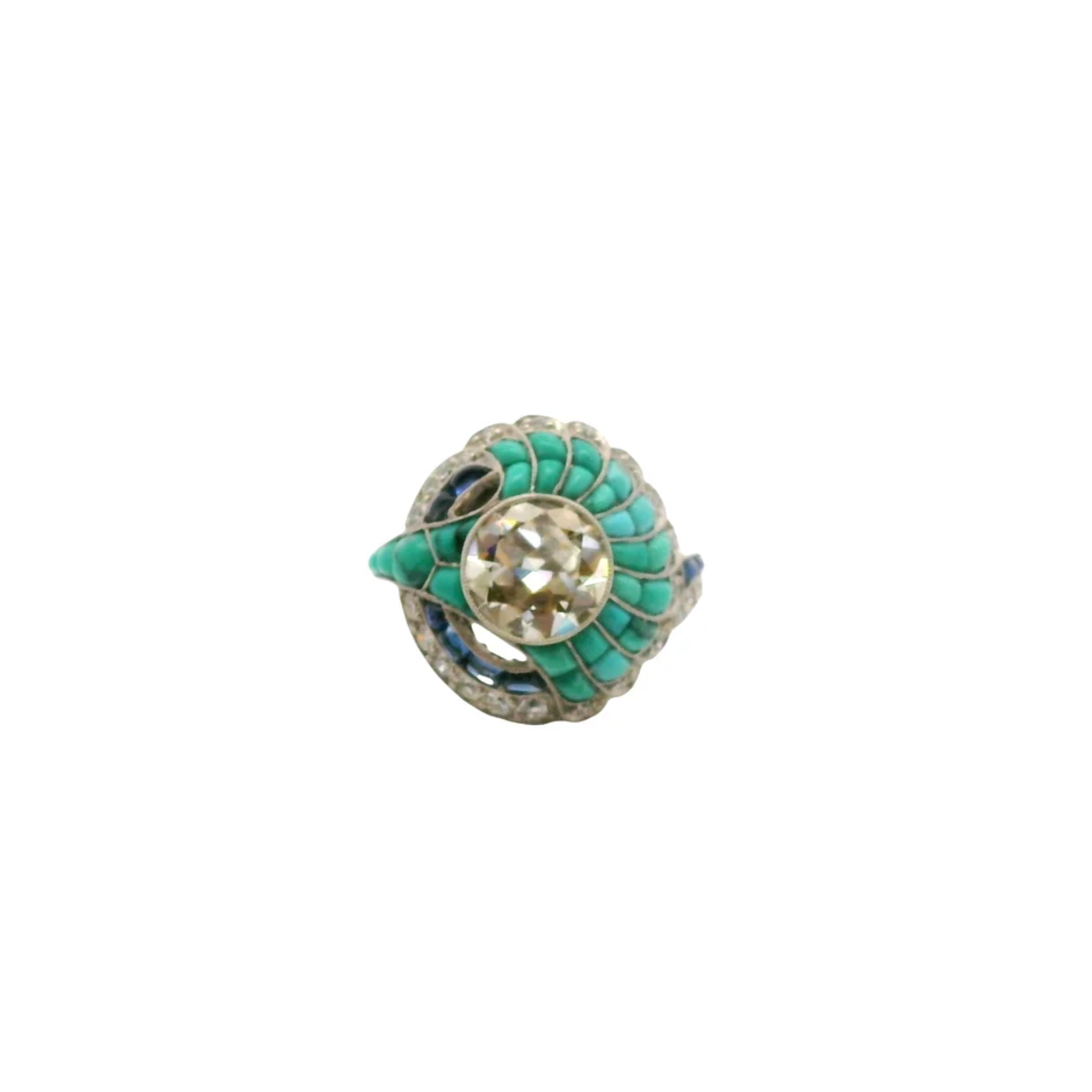 Vintage Diamond, Sapphire & Turquoise Ring